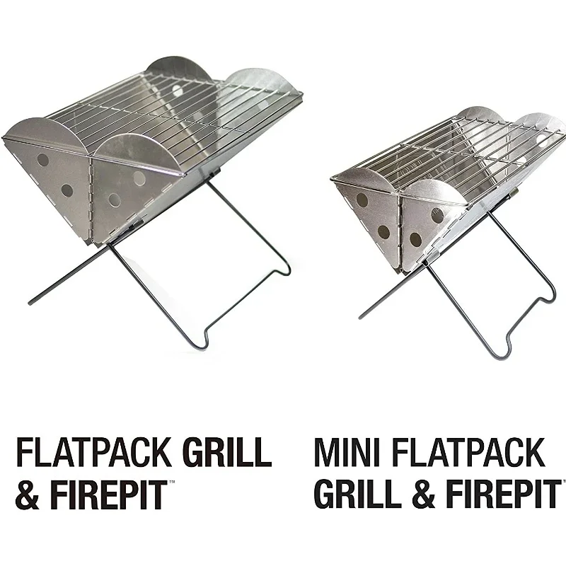 Stable Outdoor Camping Flat Backpack Portable Stainless Steel Bbq Grill and Fire Pit