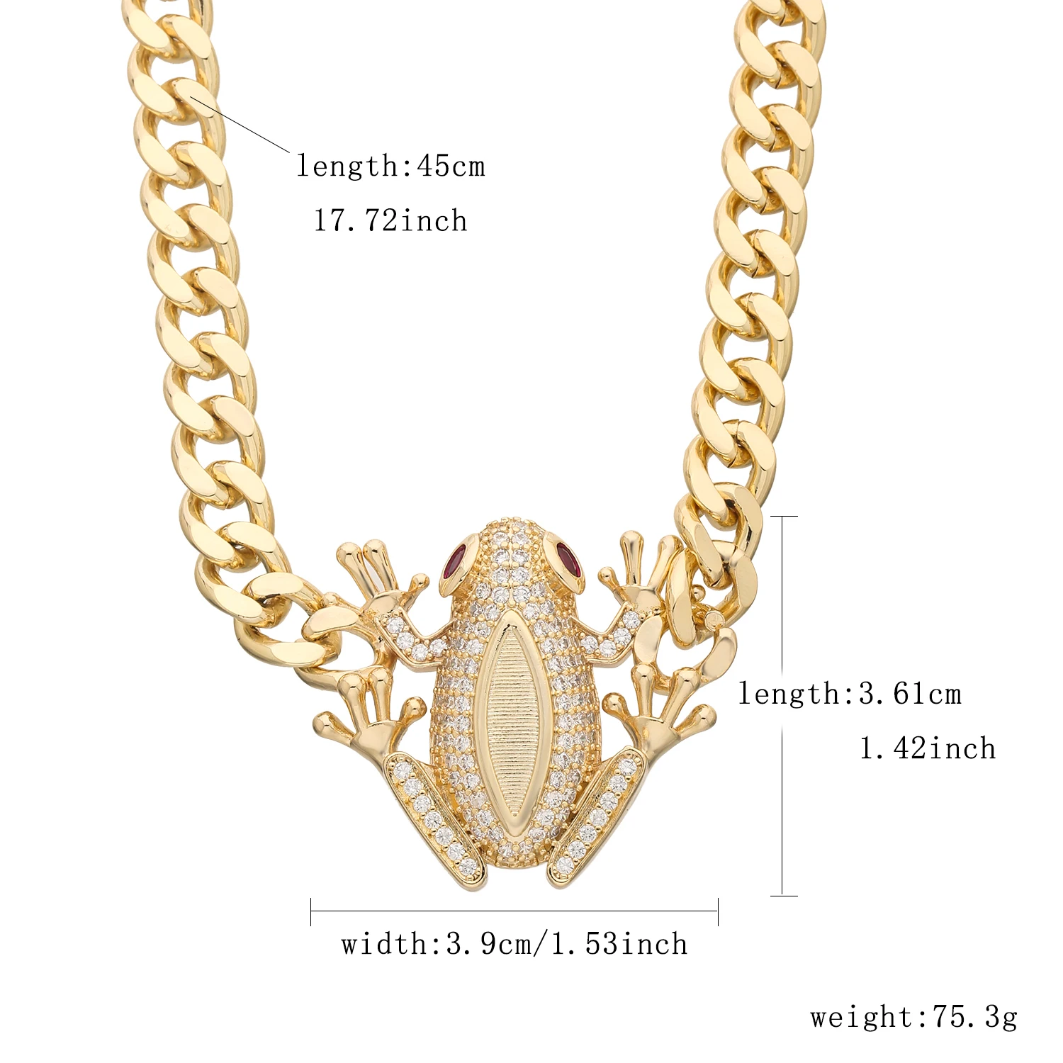 

Big frog necklace Pet necklace for men and women Gold plated brass pendant necklace Cute dating jewelry for men and women