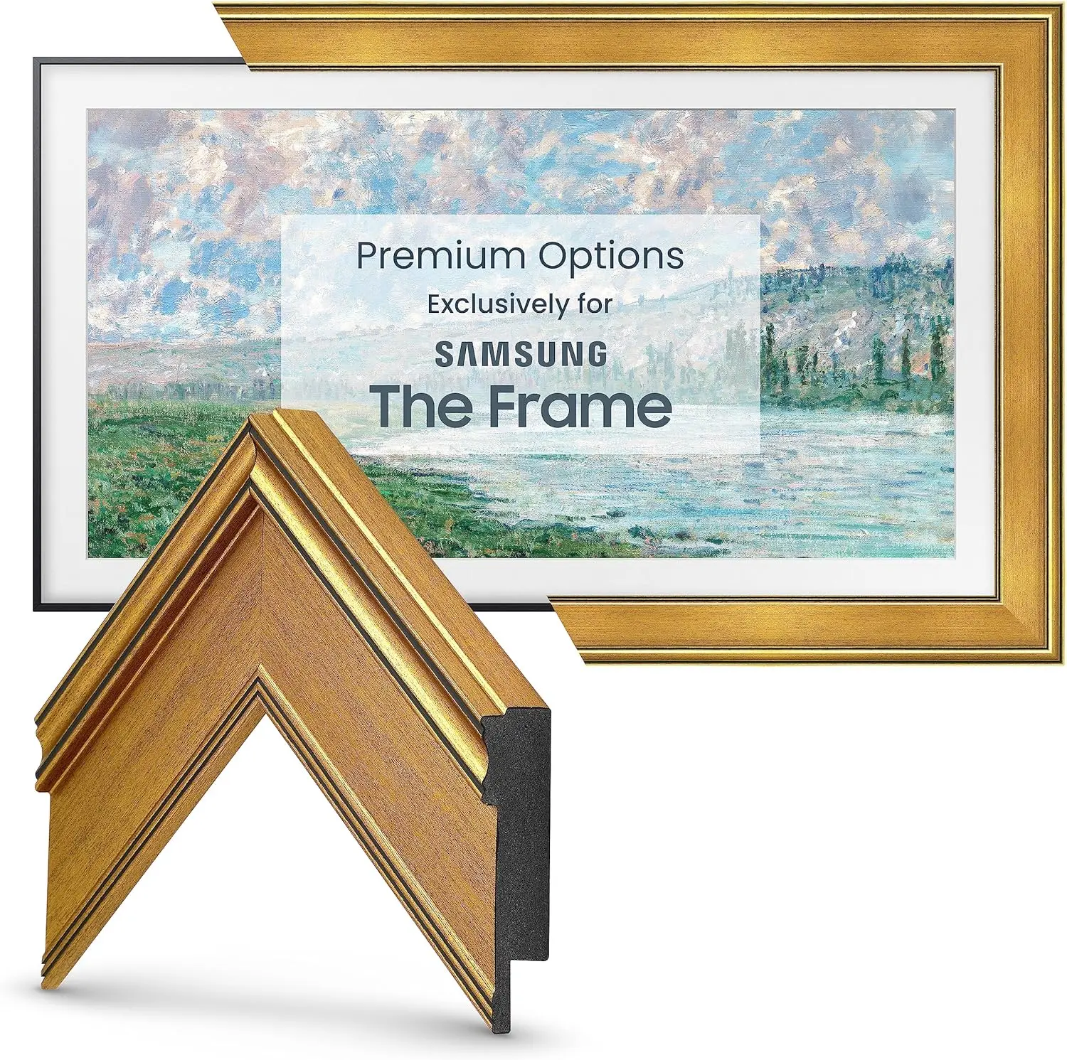 إطارات تلفزيون ديكو - إطار ذكي ذهبي عتيق متوافق فقط مع تلفزيون Samsung The Frame TV (43 بوصة، يناسب إطار تلفزيون 2021-2024)