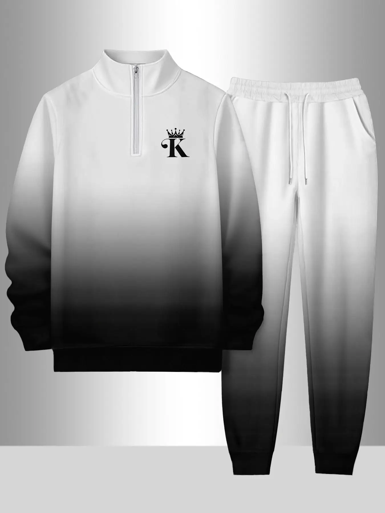 Комплект из 2 предметов, модный мужской спортивный топ с длинными рукавами и длинные брюки в европейском и американском стиле.