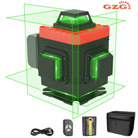 GZG 4D16 Laser Level Pro  - USB Rechargeable, 18650 Battery, 0.4-1mW Green Beam, Industrial-Grade Precision