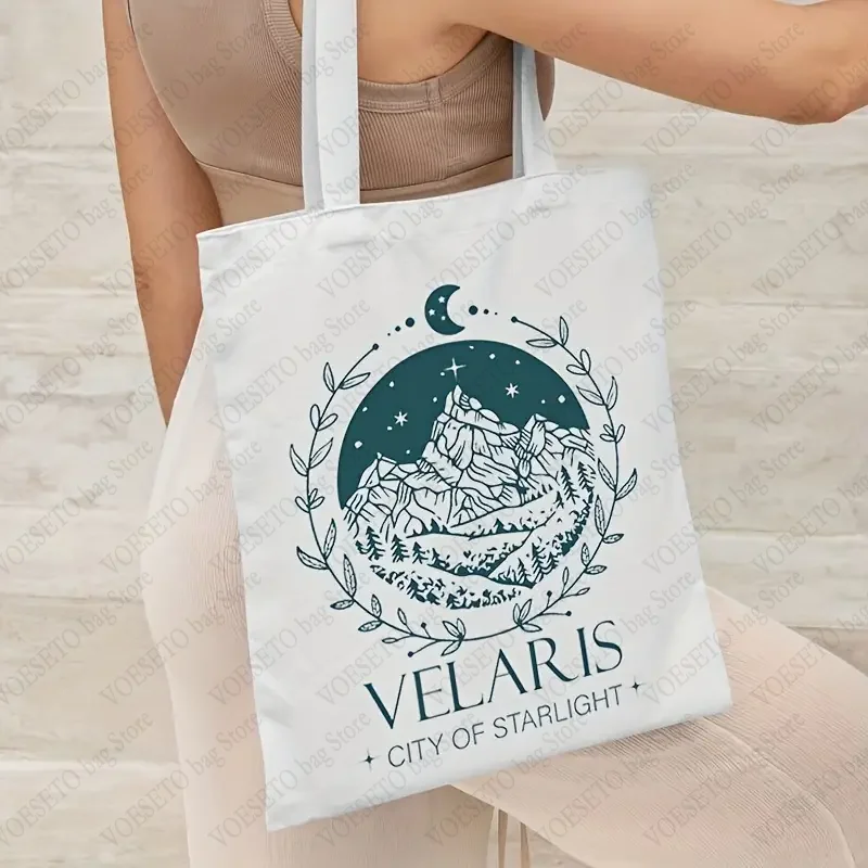 Velaris City of Starlight Pattern Tote Bag Court of Dreams Tote Shoping Bags A Court of Thorns and Roses Merch Book Bag