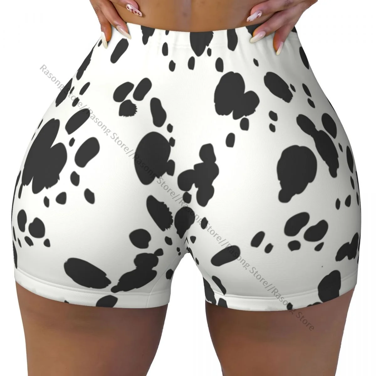 Push Up Short Elasticity Scrunch Butt Dalmatians Texture Running Shorts Sports Shorts Womens Clothes Gym