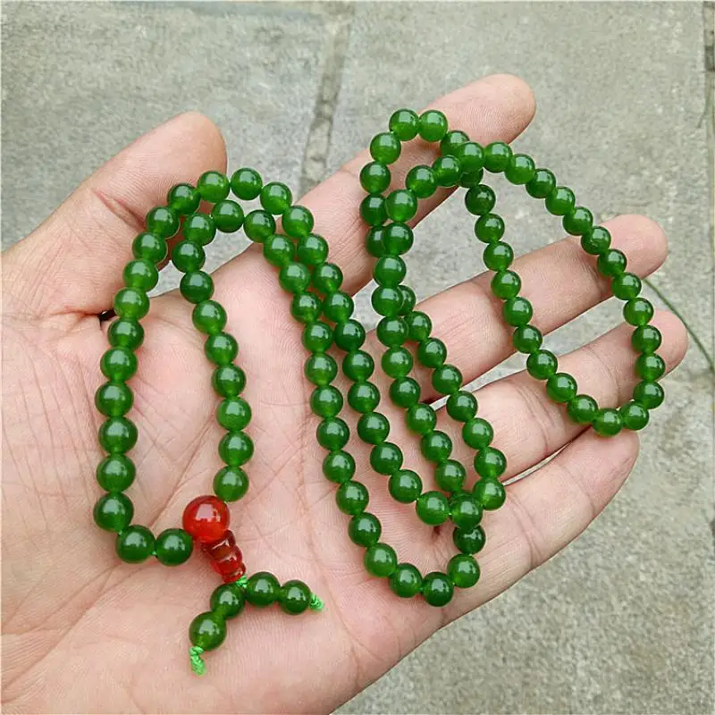 Chinese Antique Jade Spinach Green Necklace Bracelet Bracelet Collection