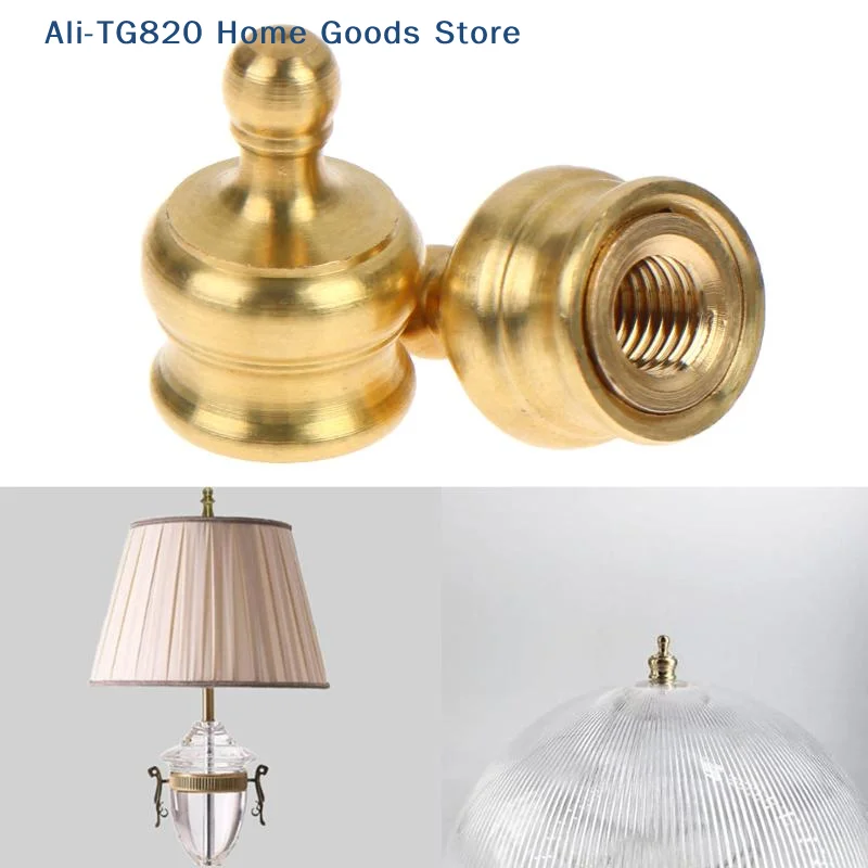 [TG820]2Sets Solid Brass Lamp Shade Top Decoration Screw Cap Nuts With Reducing Adapter For Table Lamps Floor Lamps