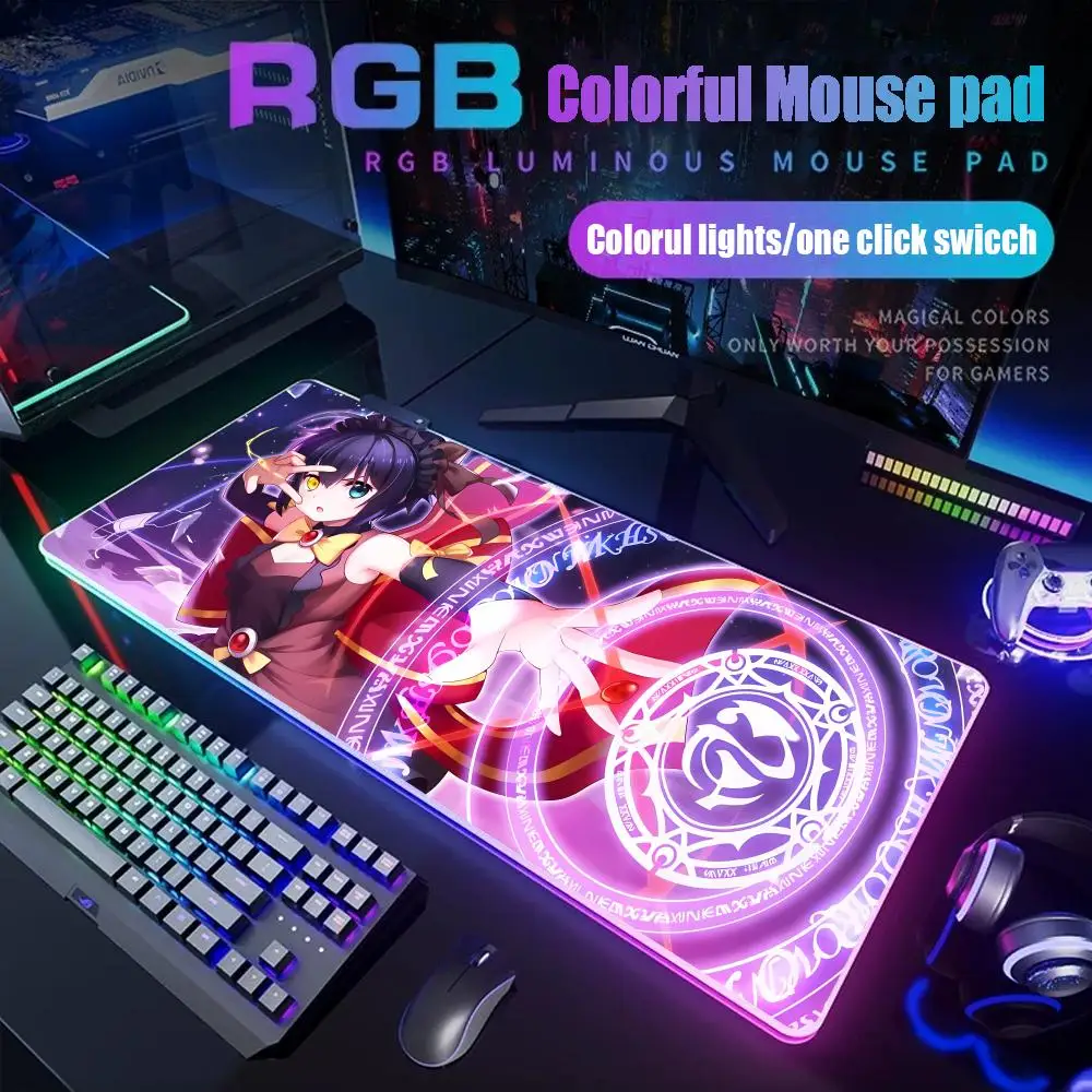 

Коврик для мыши Takanashi Rikka, игровой RGB-коврик для стола, светодиодный коврик для мыши с подсветкой, игровые аксессуары, большой коврик для мыши с подсветкой