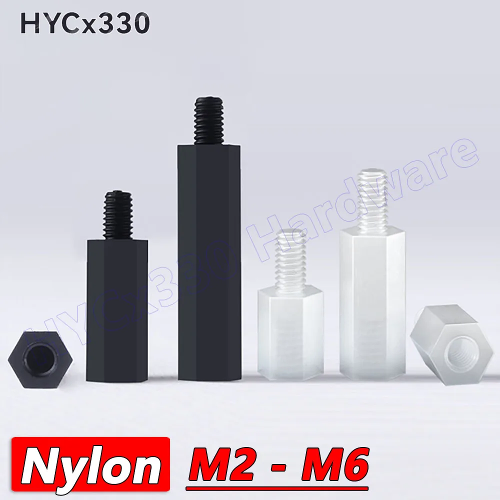 M2 to M6 Nylon Hex Column Standoff Support Spacer Plastic Male-Female Threaded Hex Standoffs Spacing Screws