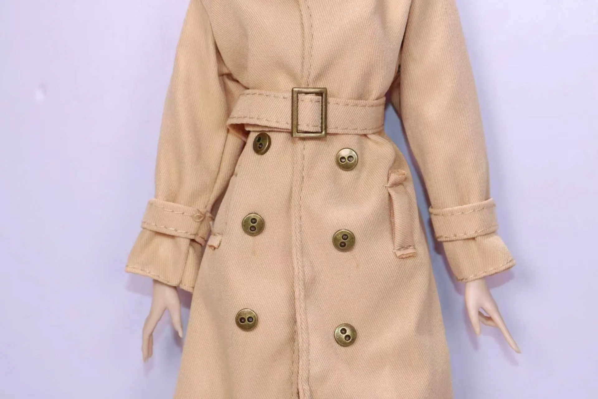 Long Trench Coat Outfit Set with Belt & Boots, Doll Clothes Accessories for 30cm BB FR Doll Dress Up Toy Parts