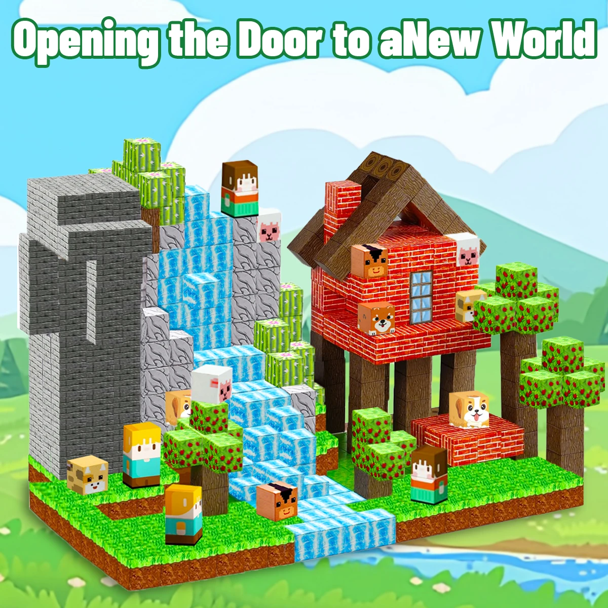 Magnetic Building Blocks Mine World Magnet Cube Set for Boy Girl Kid Age 3+ DIY Model Children Stem Montessori Sensory Toys Gift