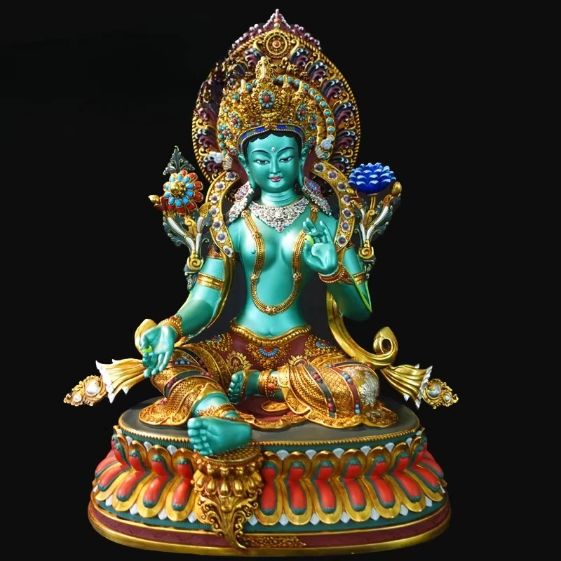 Tibetan Tantra painted green Tara pure copper
