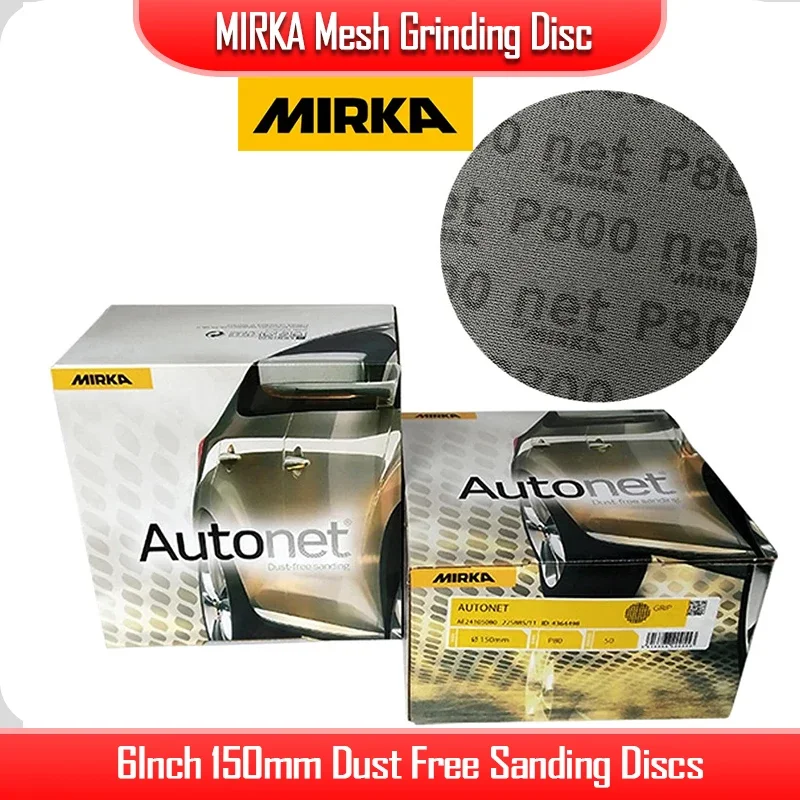 MIRKA Mesh Grinding Disc 6Inch 150mm Dust Free Sanding Discs Mesh Abrasive Flocking Dry Sanding For Polishing Putty 80-400Grit