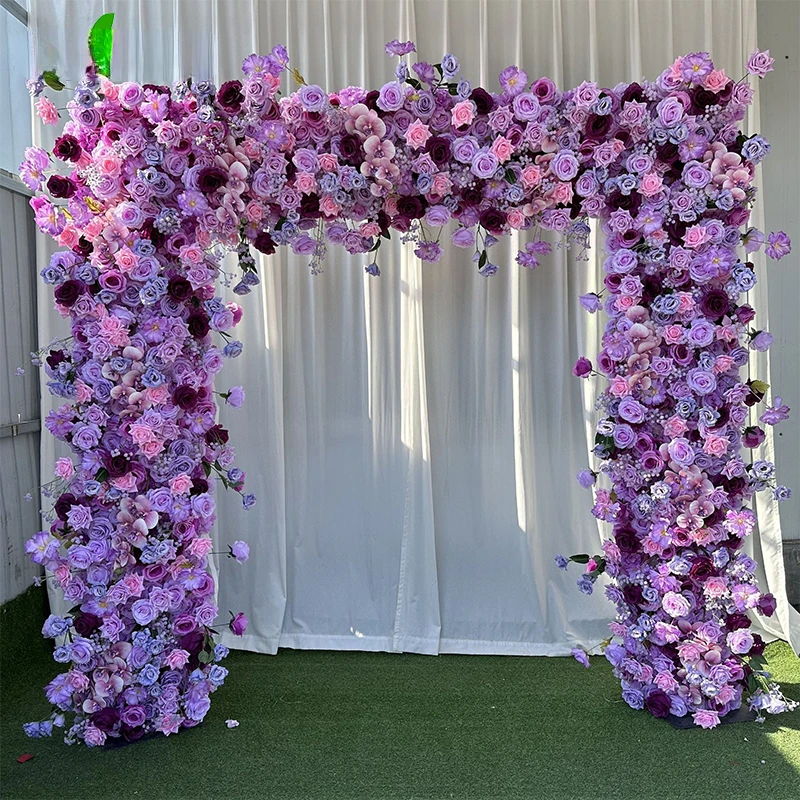 

Purple Rose Orchid Hydrangea Artificial Flower Row Wedding Backdrop Arch Decoration Table Runner Party Event Centerpieces Ball