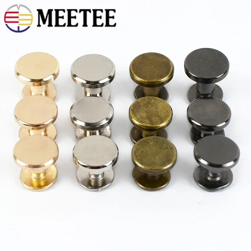 Meetee 20/50Pcs 5-8mm Flat Head Screws Nail Rivet Buckle Bag Book Notebook Metal Binding Belt Hardware Spikes Buckles Accessory