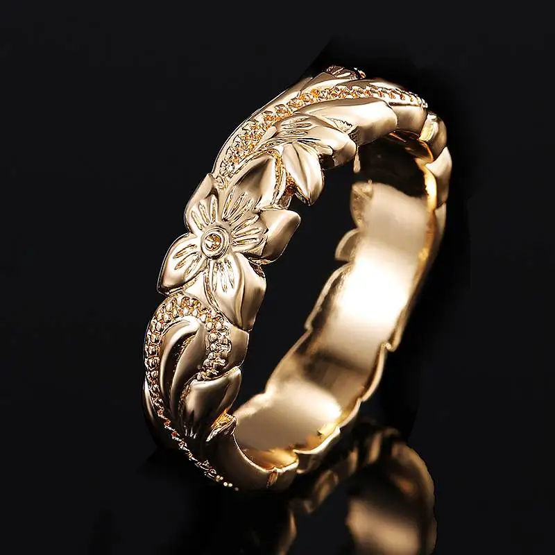 Huitan, anillo Simple y elegante con diseño de flor tallada para mujer, regalo de aniversario, anillo de dedo femenino elegante, joyería de moda, gran oferta