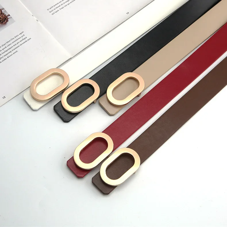 2021 Punk White Leather Belts for Women's Designer Waist Belts Gold Metal Buckle Strap for Ladies Jeans Wild Black Belts Female