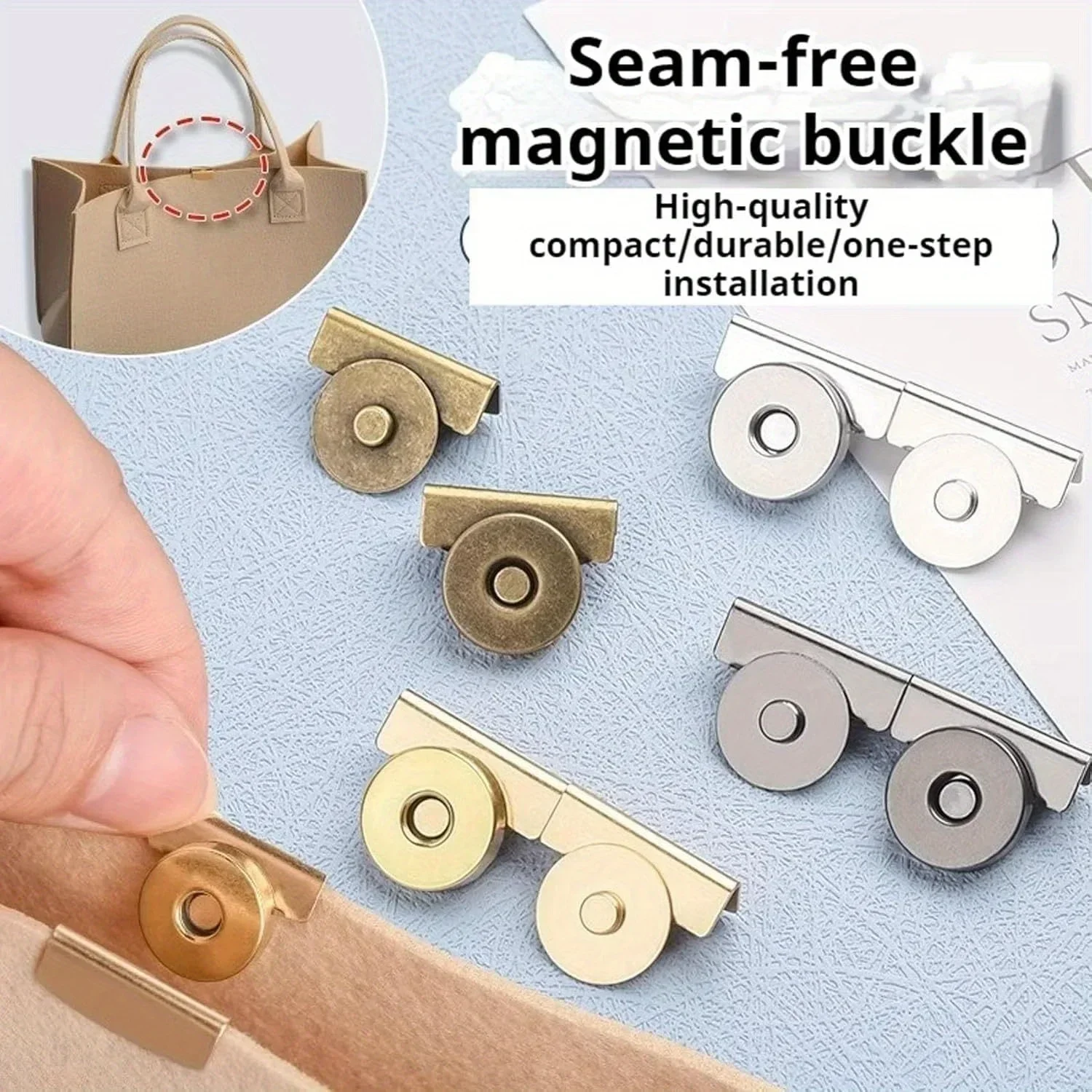 5 أزواج من الأزرار المفاجئة المعدنية بدون خياطة مشبك مغناطيسي لحقائب اليد والملابس والحرف اليدوية، مشبك بدون خياطة للمحفظة