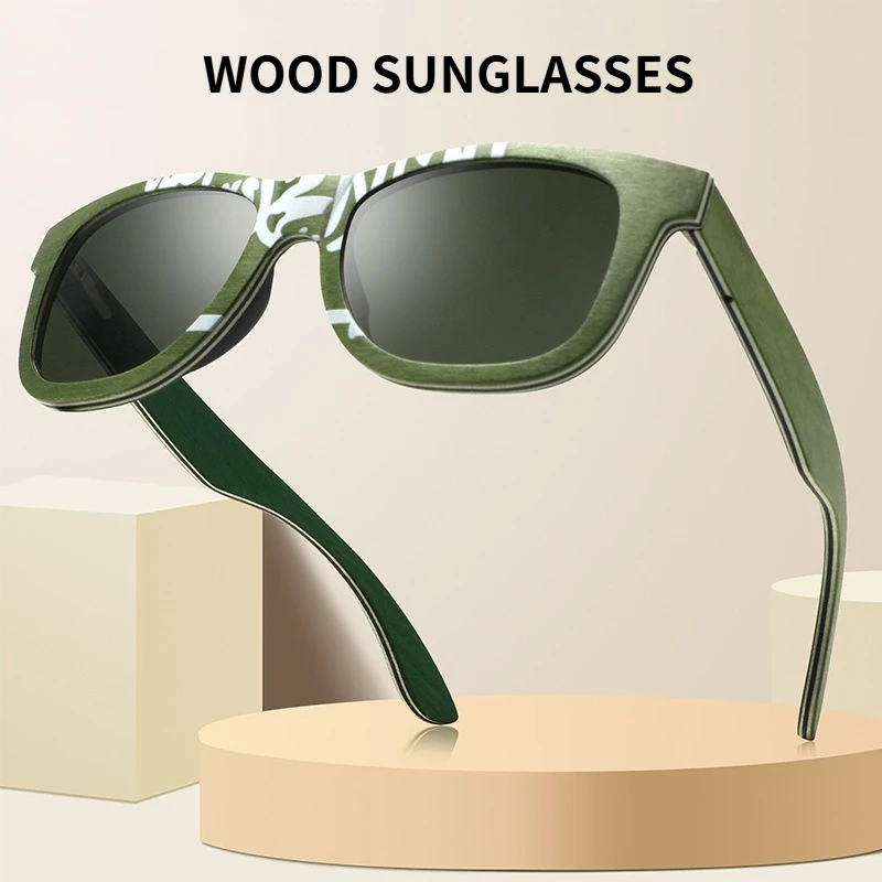 

New Wood Square Frame Men Sunglasses UV Protection Eyewear Women High Quality Outdoor Travel Driving UV400 Polarized Sun Glasses