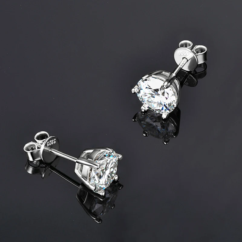 IOGOU 100% 925 boucles d'oreilles en argent Sterling Moissanite pour femmes hommes étincelant 5mm/6.5mm/8mm/9mm laboratoire diamant Piercing clous d'oreille