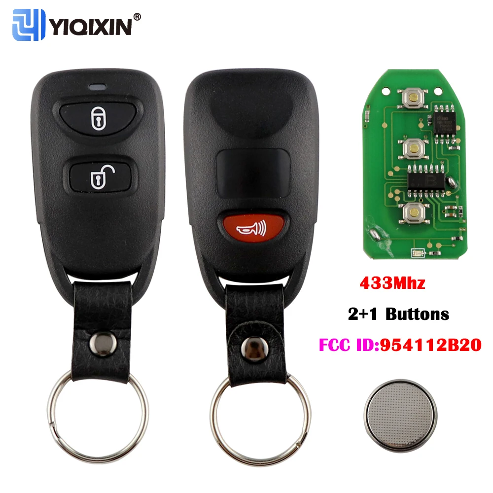 YIQIXN 3 Buttons 433mhz Car Remote Key For Kia Carens For Hyundai Tucson Santa Fe Elantra Fob FCC ID 954112B20 No Logo Auto Fob