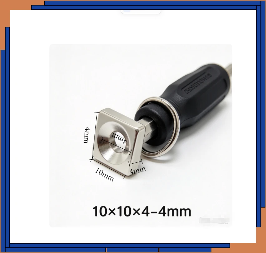 10x10x4-4mm Powerful NdFeB Square Block Countersunk Magnet Super Strong Neodymium Magnet For DIY Handmade Home Decor Crafts
