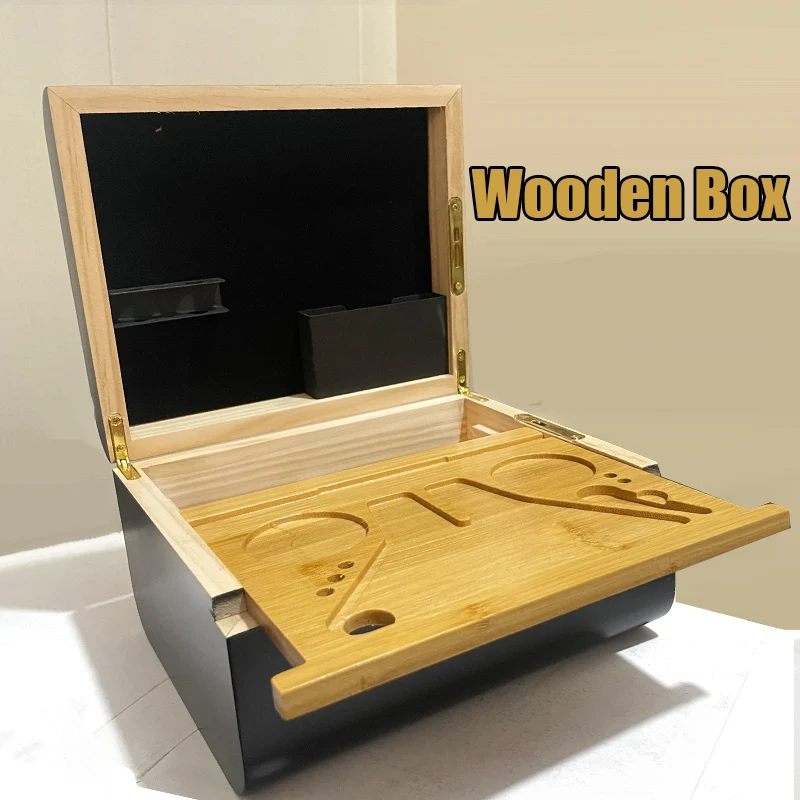 Premium Wooden Box Removable Rolling Tray Storage Smell Proof Decorative Box with Vintage Locks for Home or Office