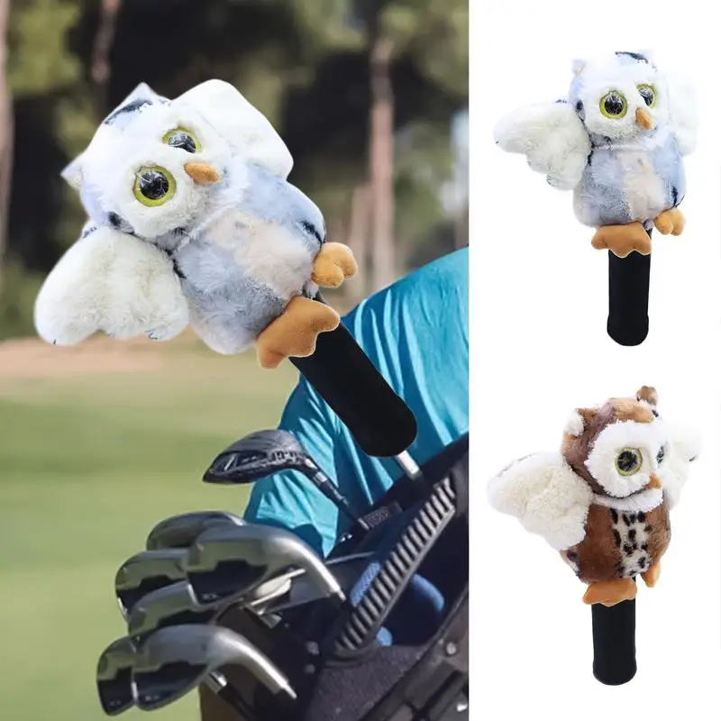 Fundas de cabeza de Golf de felpa, cubierta de cabeza de conductor divertida rellena de búho, accesorios de Golf divertidos y funcionales para hombres, conductores de Golf y