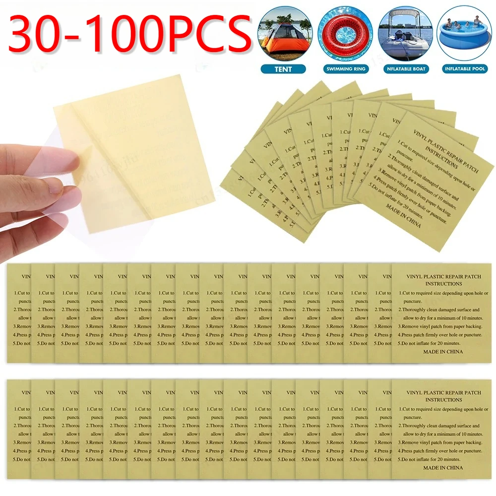 30-100pcs Pool Liner Repair Kit Underwater Repair Kit Sturdy Waterproof Air Mattress Patch Self Adhesive Pvc Inflatable Repair P