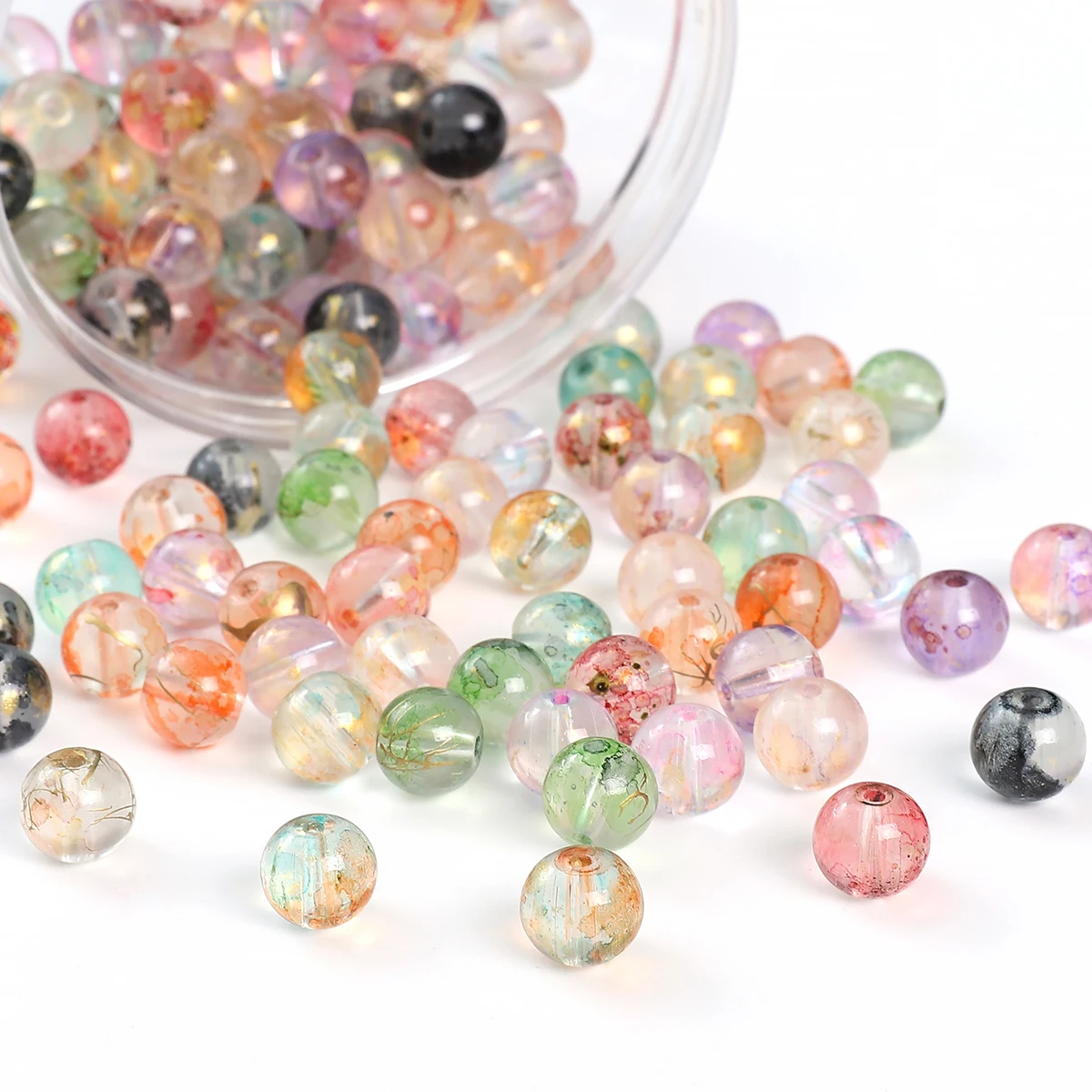 Glass Ice Permeable Ink Halo Dye Sprinkling Beads Loose Beads For DIY Handmade Necklace Bracelet Jewelry Accessories