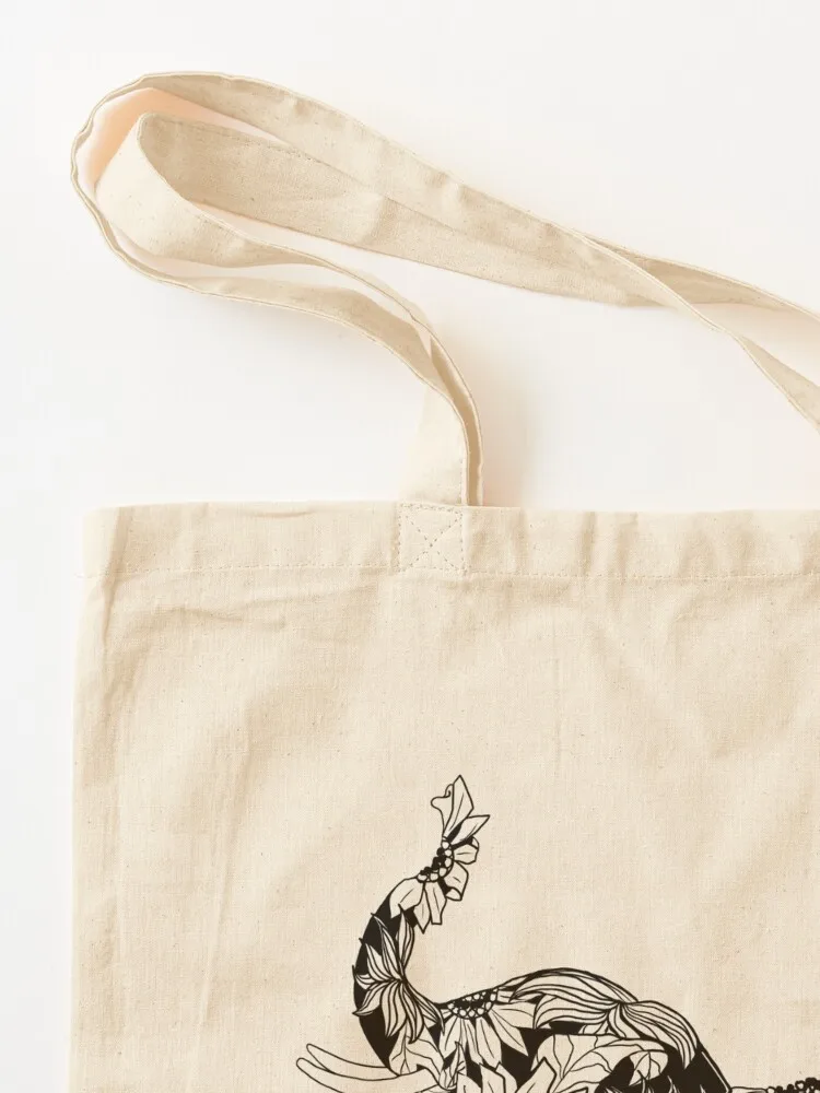 Sunflower Elephant - B&W Tote Bag حقائب كبيرة للنساء حقيبة تسوق نسائية قماش حقيبة قماش للمتسوقين #3