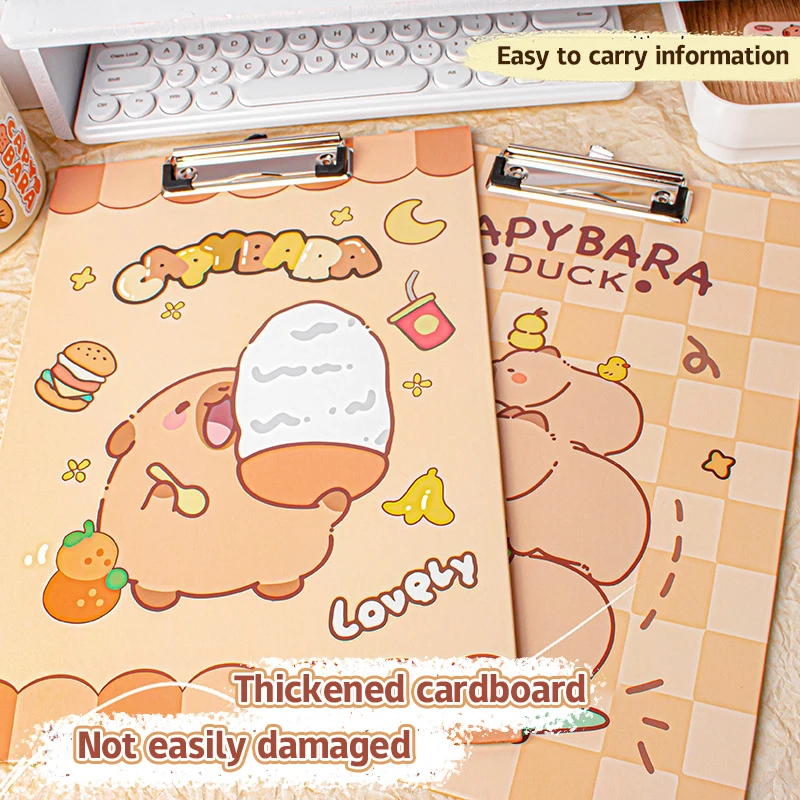Carpeta de archivos impermeable de dibujos animados Capybara, carpeta A4, papel de prueba, almacenamiento, suministros para estudiantes, suministros para estudiantes y suministros de oficina