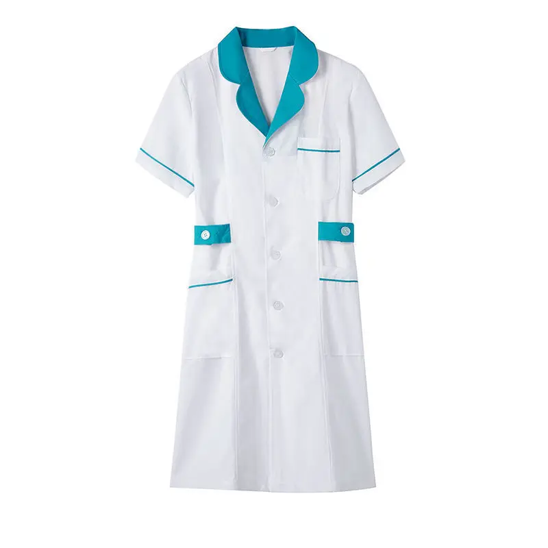 Ropa de farmacia Unisex, bata de laboratorio blanca de manga larga para enfermera, ropa de trabajo de verano para Spa, salón de belleza, Chaqueta