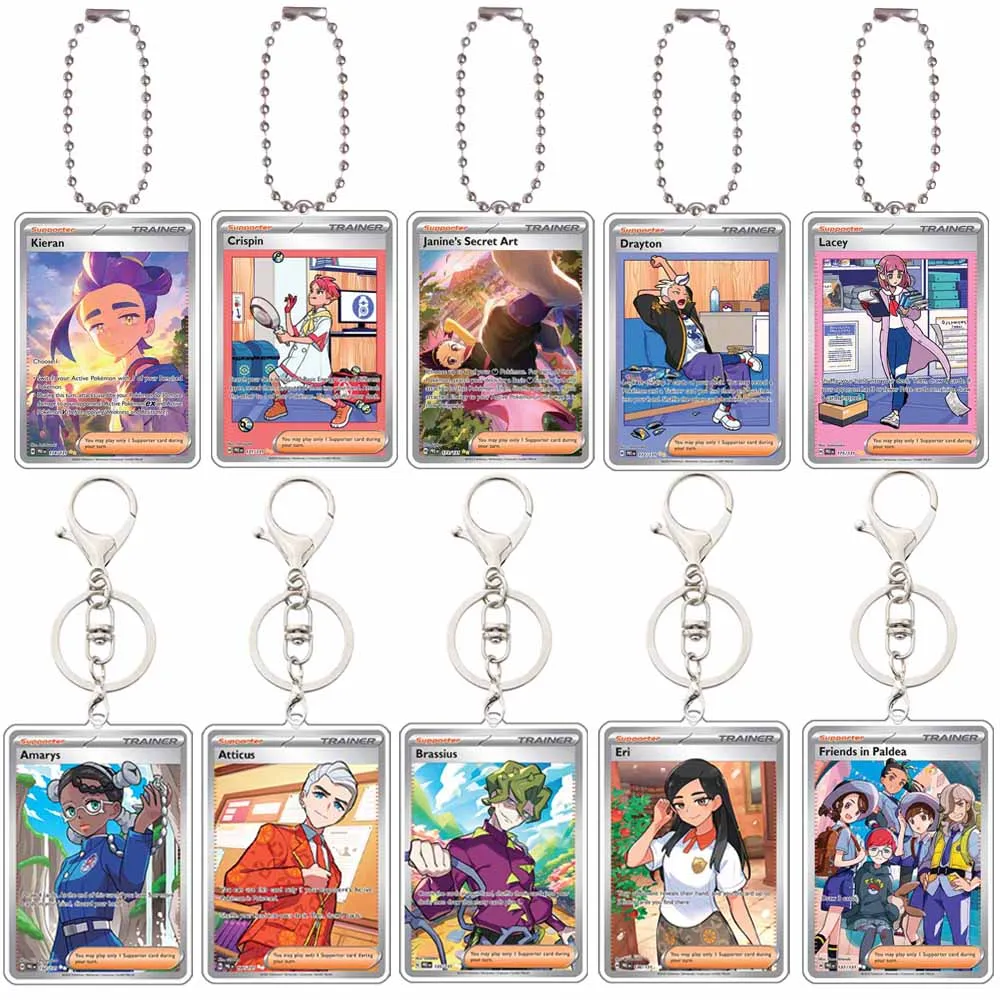 Pokemon Portachiavi Anime Kieran Janine Drayton Raifort Mela Eri Brassius Attius Atticus Acrilico Portachiavi Decorazione Ciondolo 5Cm