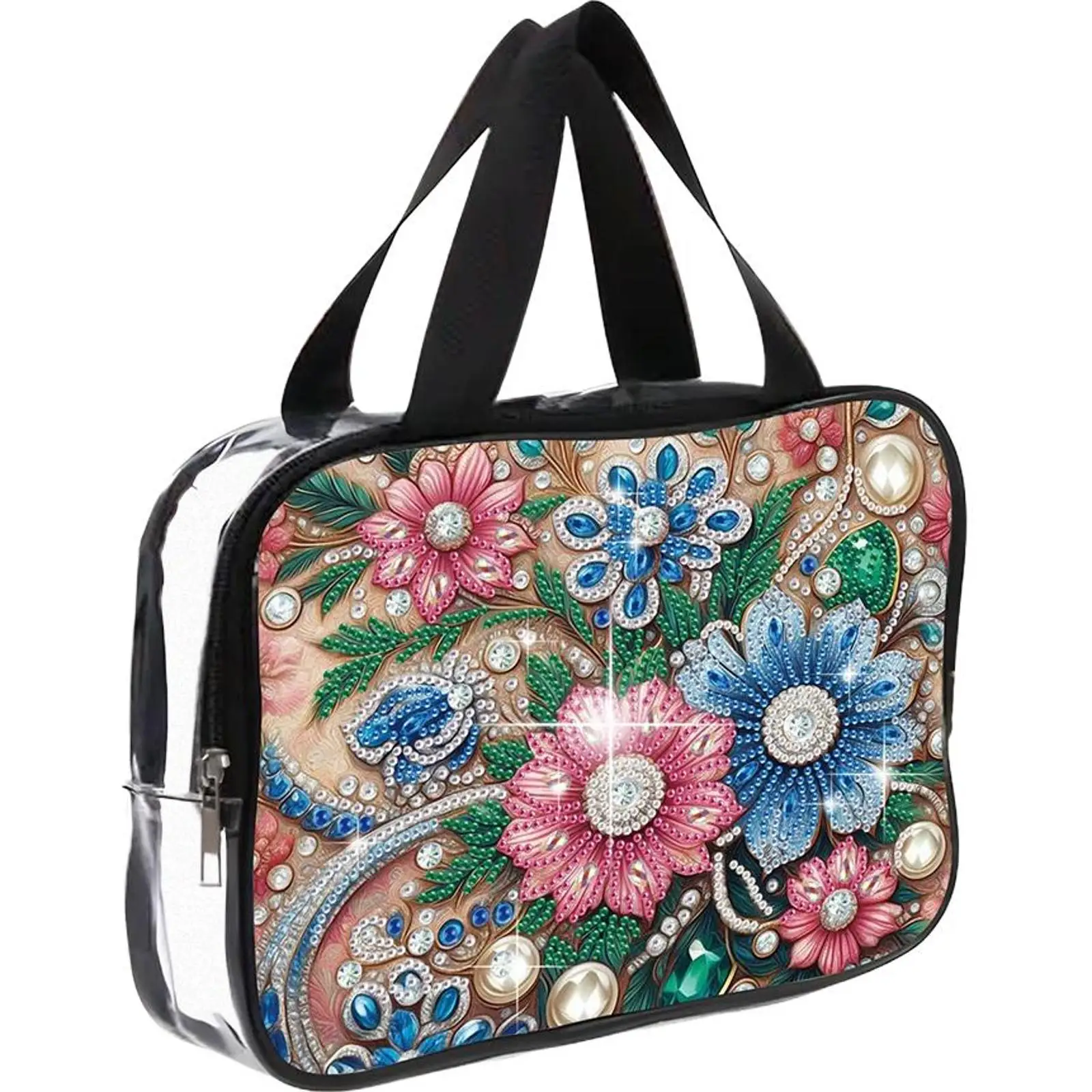 

DIY Diamond Painting Bling Rhinestone Makeup Bag Large Capacity Crystal Rhinestone Cosmetic Bag for Cash Carry Daily Use Travel
