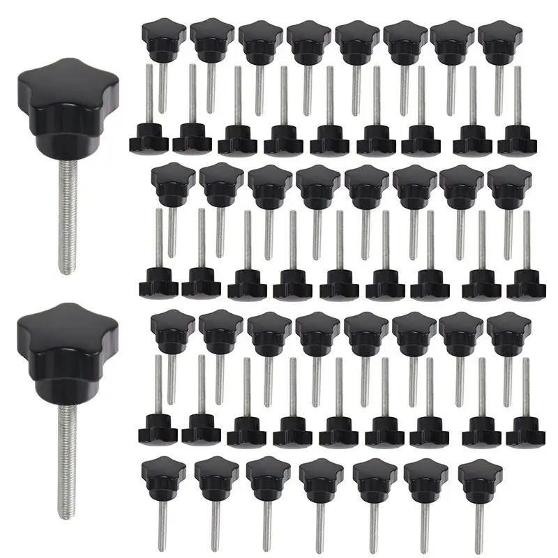 Most-60 Pcs M6 X 50 Mm Locking Star-Shaped Plastic Head Male Thread Knob Grip