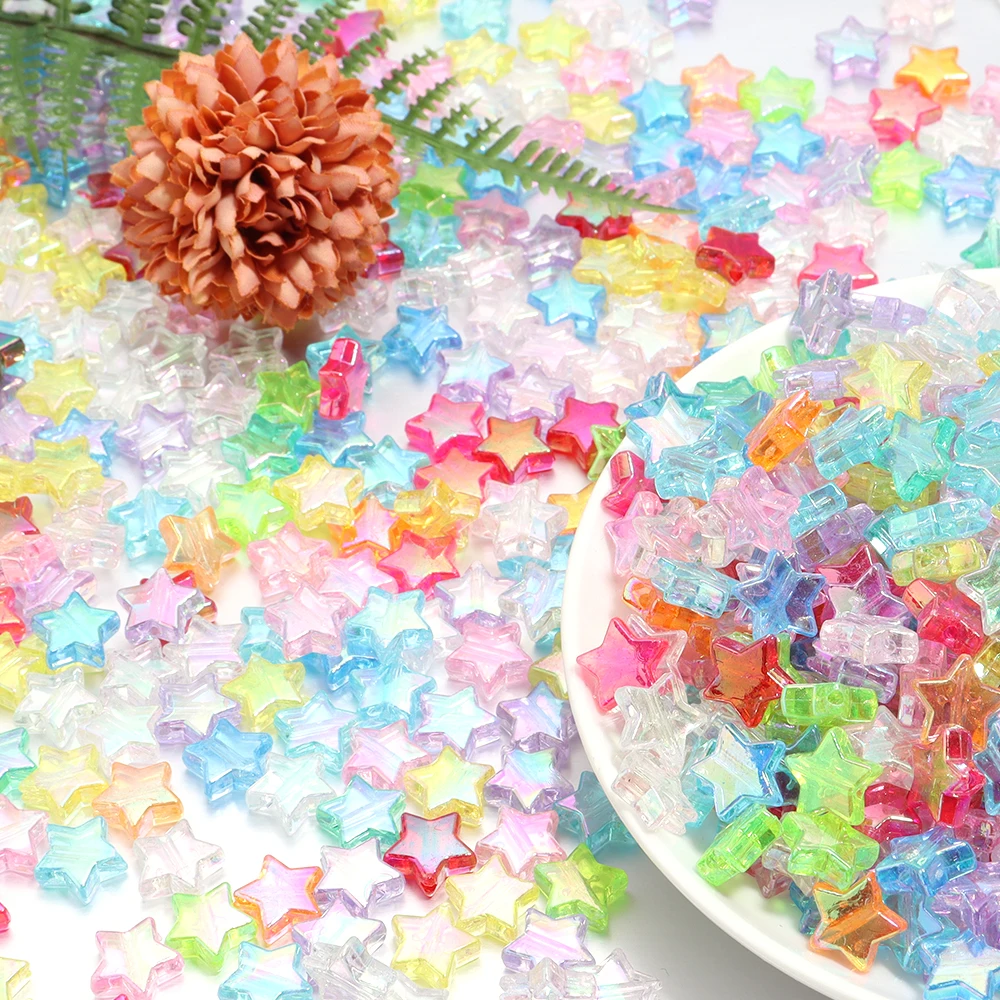 100pcs/lot Transparent AB Color Acrylic Star Beads 11mm Five-pointed Star Beads Loose Spacer Bead For DIY Jewelry Making view 6
