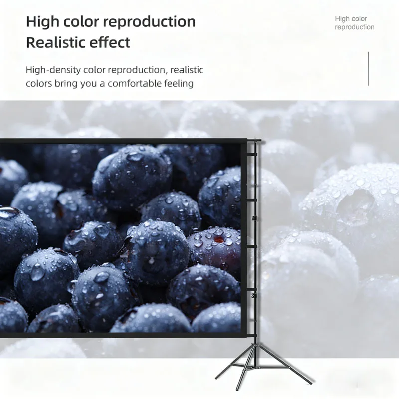 Tela de projeção de suporte triangular duplo de 60-200 polegadas 80, adequada para escritórios, casas e locais de entretenimento, uso