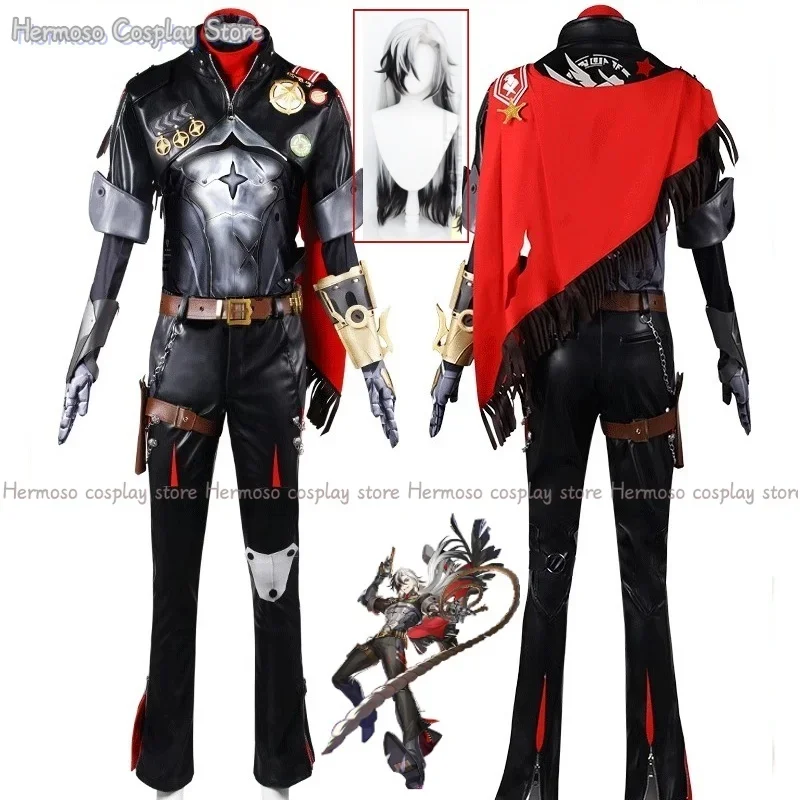 Honkai: Star Rail Boothill Cosplay Wig Galaxy Ranger Cowboy Uniform Hat Black White Hair Bullet Prop Armguard Gloves Hair Props