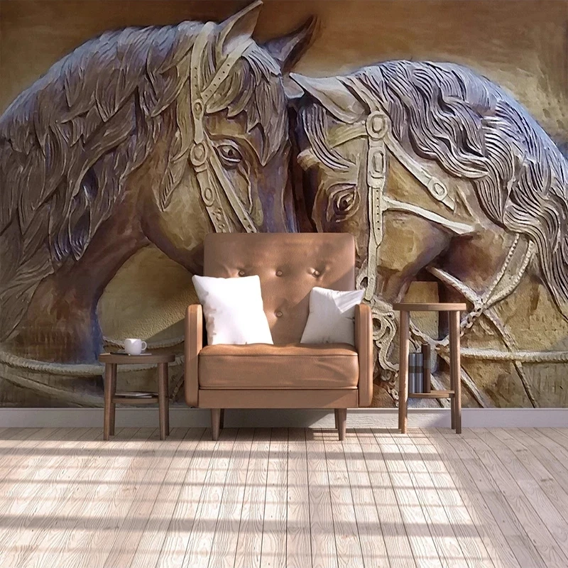 Customized Photo Wallpaper 3D Relief Horse Art Study Bedroom Mural Living room sofa TV background restaurant Hotel wall fabric