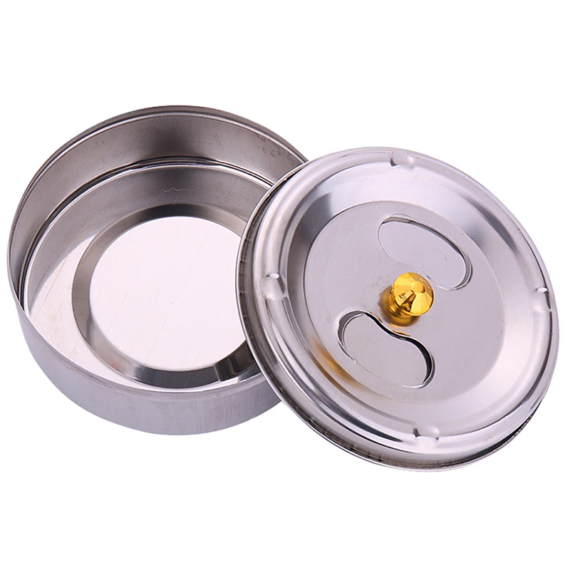 1pc Round Spinning Ashtray With Cover Smoking Accessories Portable Stainless Steel Ashtray Lid Rotation Fully Enclosed