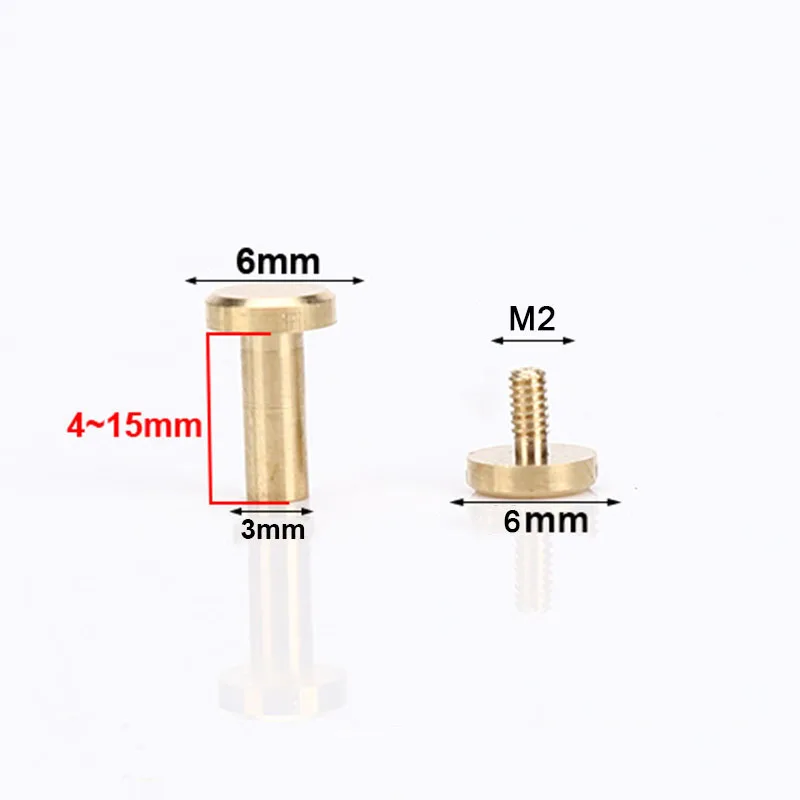 10pcs Solid Brass Binding Chicago Screws Nail Stud Rivets For Photo Album Leather Craft Studs Belt Wallet Fasteners 6mm cap