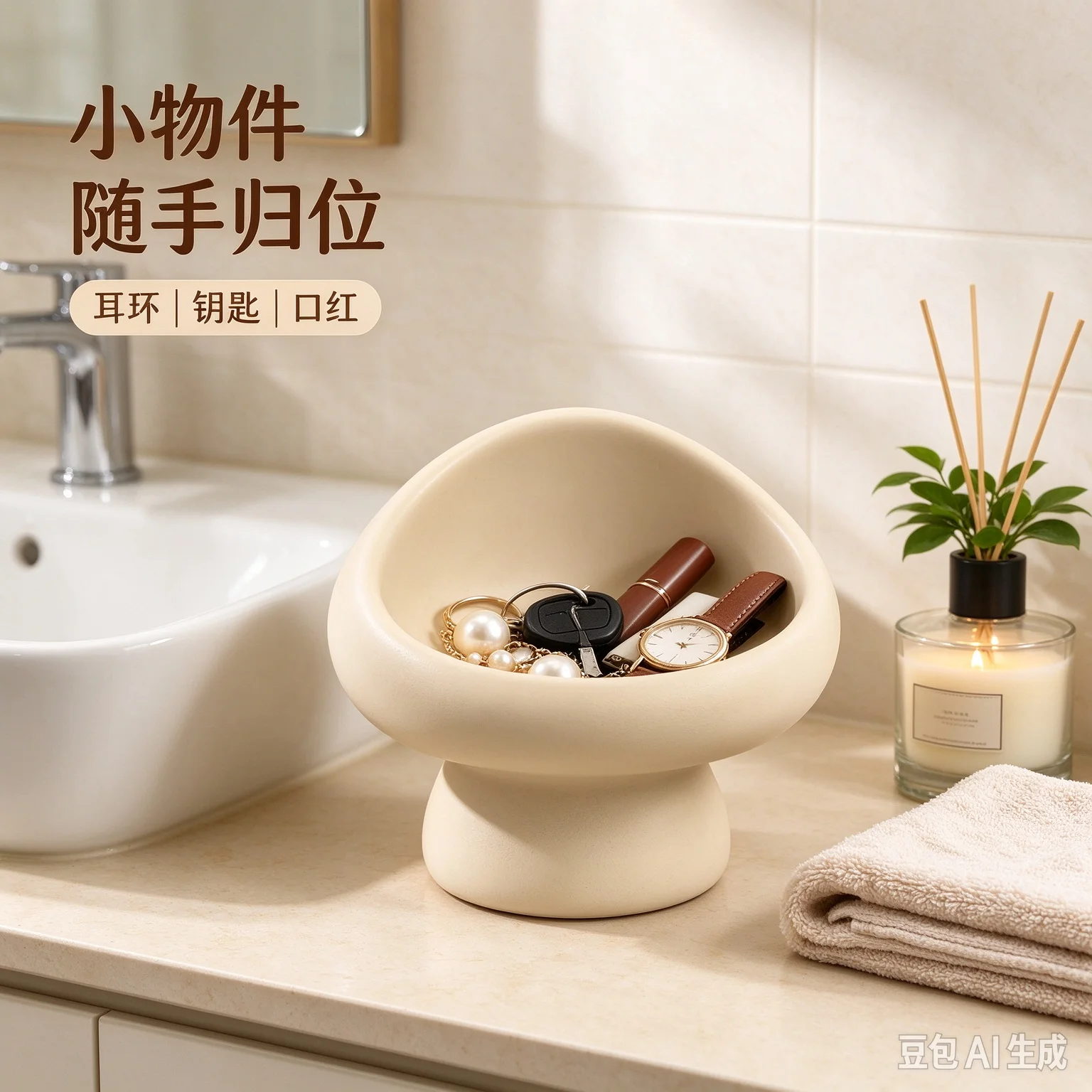 Mushroom Shape Storage Tray Resin Key Holder Desktop Jewelry Organizer Dish Nordic Home  Earring Ring Cosmetic Decor Bowl