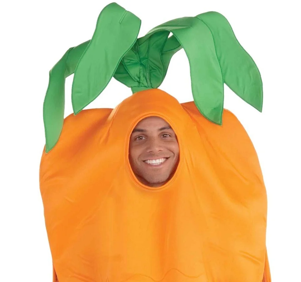 Men\'s Adult Carrot Costume Orange Vegetables and Food Outfits for Halloween Cosplay Funny Dres Up Set