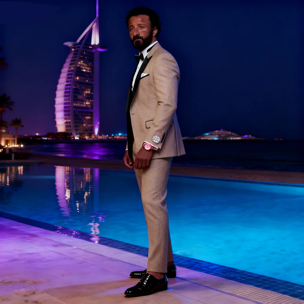 

Men's Classic Ternos Suit 3-Piece Peak Lapel Blazer Vest Pants Slim Fit Elegant Matching Men's Formal Wear Ensemble