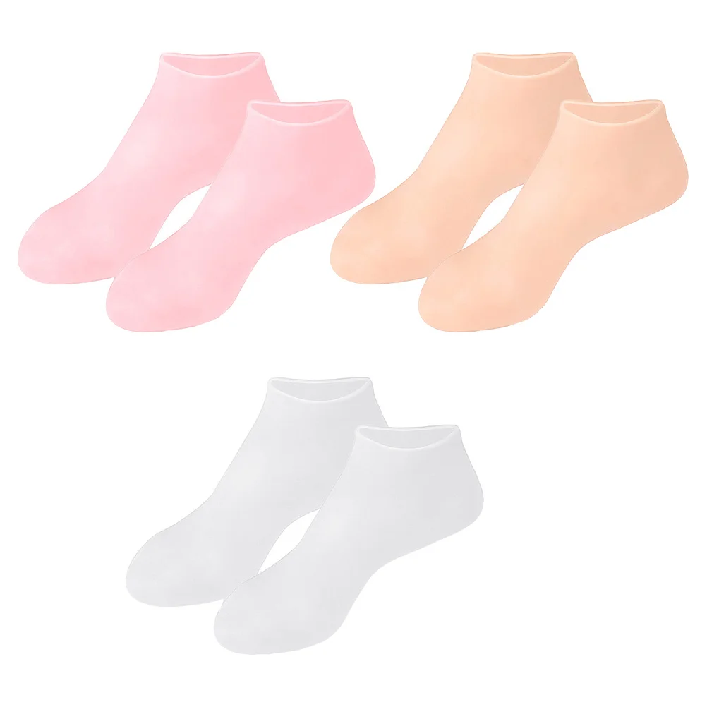 3 أزواج من الجوارب المرطبة المضادة للتكسير للبشرة الجافة والمتشققة، مستلزمات العناية بالقدم القابلة لإعادة الاستخدام، أغطية القدم الناعمة، أدوات العناية بالبشرة #4