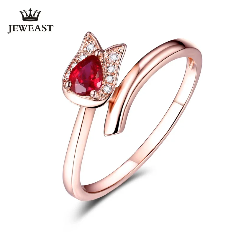 

SLFD Natural ruby 18K Pure Gold 2023 New Hot Selling Top Ring Women Heart Shape Ring For Ladies Woman Genuine Jewelry