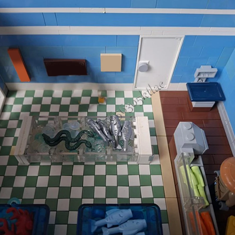 2814 pezzi di ingegneria cittadina Fishmonger Shop Office MOC Personalizza blocchi modulari Design creativo Regali di giocattoli per le vacanze fai da te