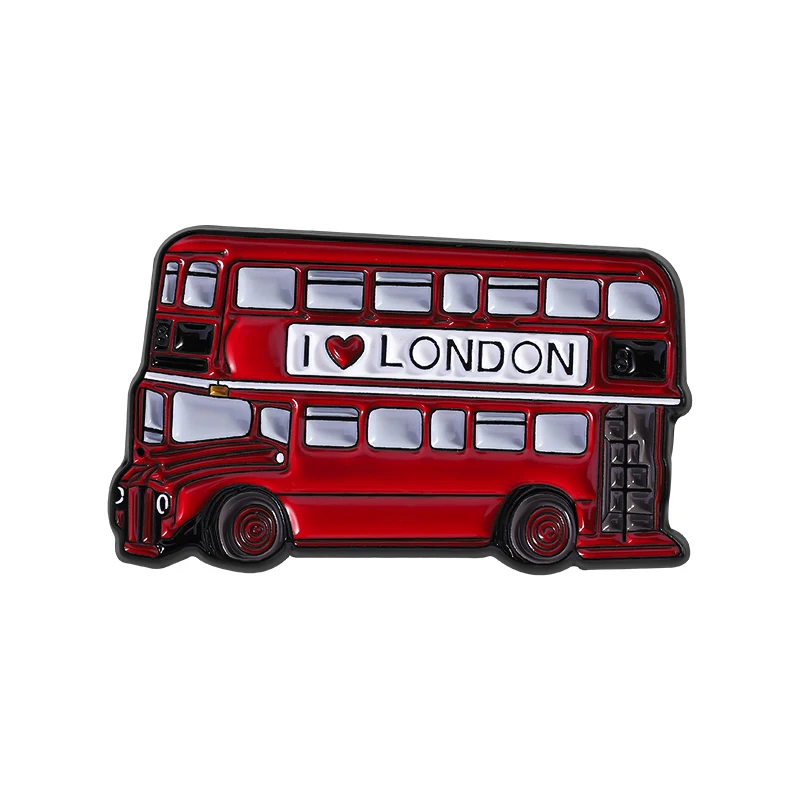 

Vintage Red London Bus Enamel Pins Custom I love London Car Brooches Clothes Lapel Badges Fashion Jewelry Gift for Kids Friends