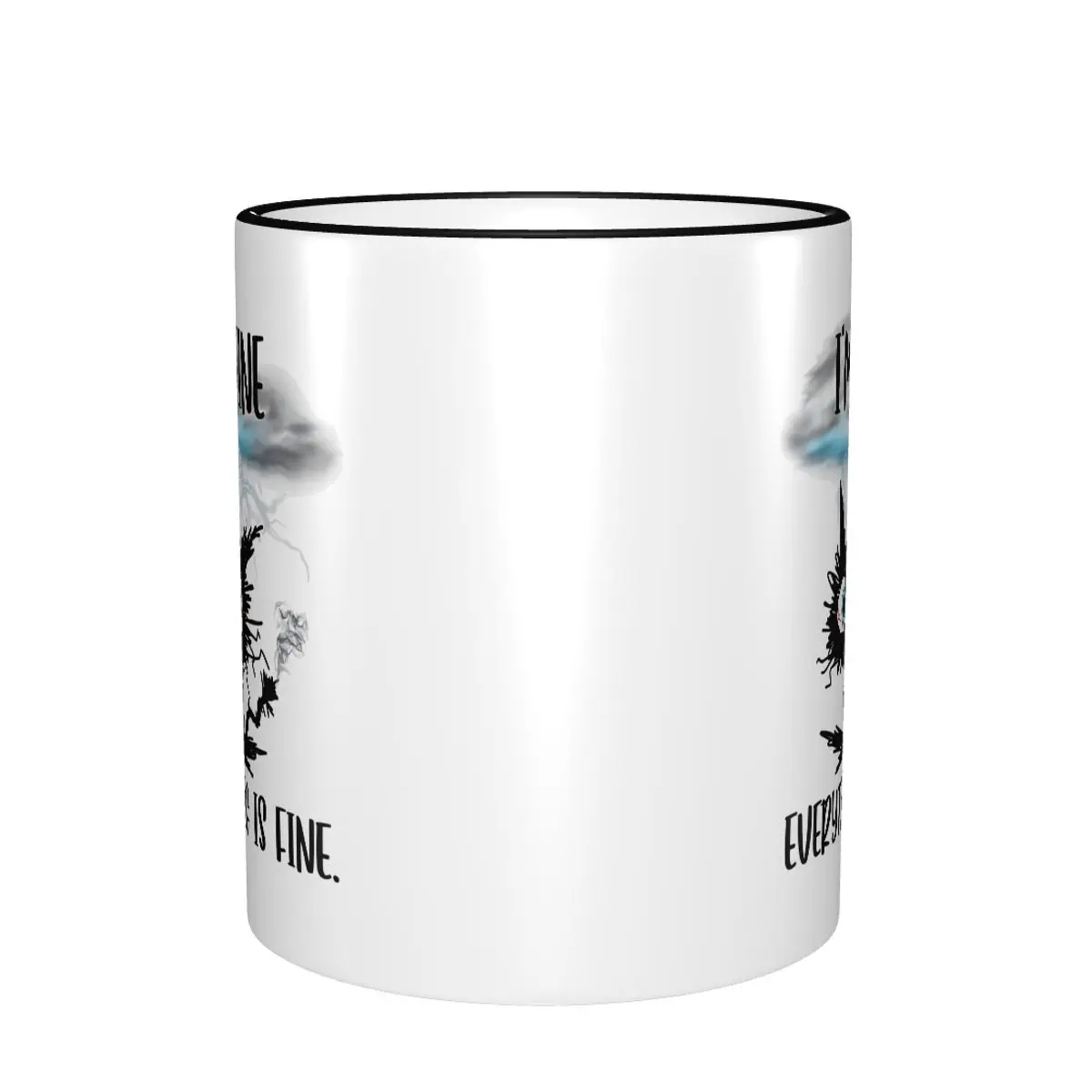 Funny Cat Meme Everything Is Fine Cat Rain Family Merch Coffee Mugs Fun It's Fine I'm Fine Everything Is Fine Tea Cups Gifts