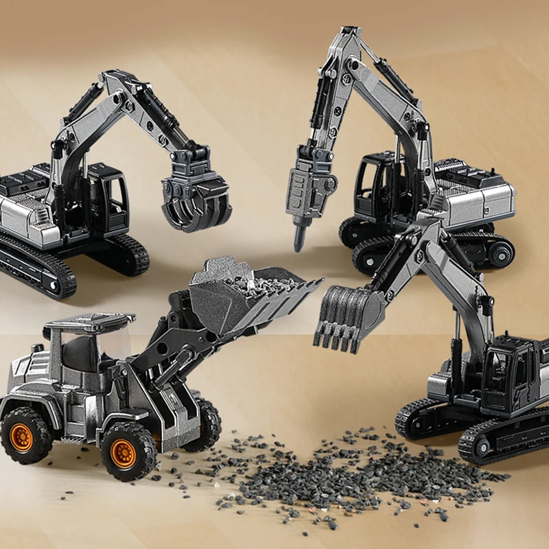 1:70 5 スタイルミニ黒合金エンジニアリングダイキャスト建設車両掘削機ドリラーブルドーザーのおもちゃ子供男の子ギフト