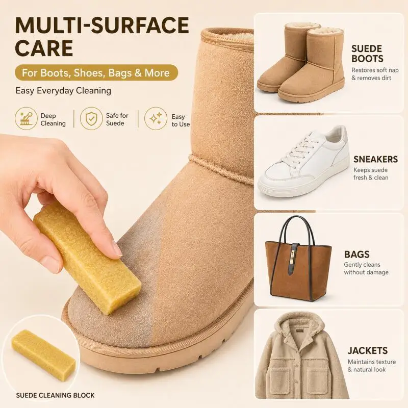 1/2/3PCS- Suede & Faux Leather Shoe Cleaning Rubber Brush, Portable Stain Eraser for Boots, Home & Travel